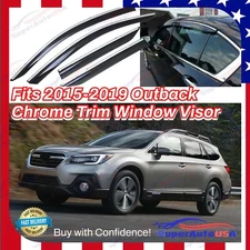 Fits Subaru Outback 2015-19 Chrome Trim Tinted Window Visor Rain Sun Guard Vent