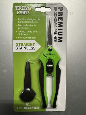 Hydrofarm Trim Fast Stainless Steel Premium Ergonomic Straight Blade Pruner New