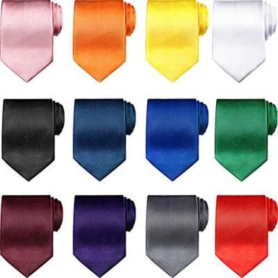 Syhood 12 Pieces Solid Satin Ties Pure Color Ties Set Business Various Color