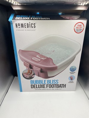 Homedics Foothbath Bubble Bliss Delux Pink New Open Box 3 Massage Attachments
