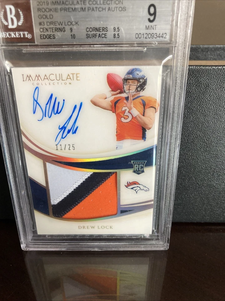 2019 Panini Immaculate Drew Lock Rookie Premium Patch Auto /25 Broncos BGS 9 - Image 2 of 4