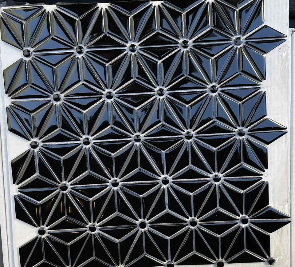 Black Ceramic Triangle Geometric Mosaic - Image 2 of 4