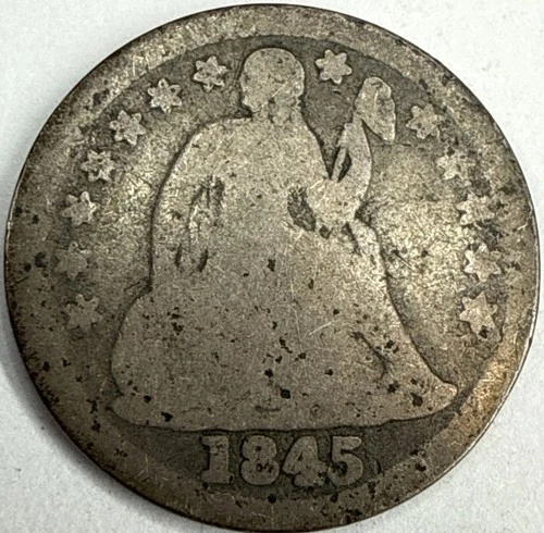1845 Seated Liberty Dime Exact Coin Imaged #SL285