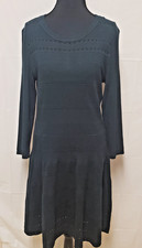 Eliza J Hunter Green Long Sleeve Fitted Flare Sweater Dress Sz L NWOT