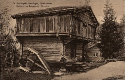 Stabburet Dagsgard Skiaker Lillehammer Norway vintage postcard v746