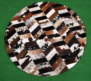 Cowhide Round Patchwork Carpet Handmade Cowhide Carpet (36"x36") Home Décor 396