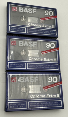 BASF (3x) CHROME EXTRA II 90  Blank Audio Cassette Tapes (Sealed) New Old Stock