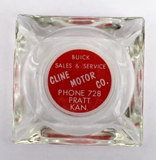Vintage Marketing Ashtray Cline Motor Co. Pratt KS