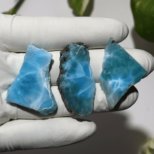 Ocean Dreams ~ 3 piezas losas de cristal gema pulida de alta calidad natural dominicana Larimar - Imagen 11 de 12