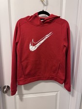 Nike Boys Red Pullover Hoodie Long Sleeve Swoosh Logo Like EUC
