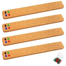 4 Pack Cork Strips Cork Board Bulletin Bar Strip 15” x 2” - 1/2” Thick, Natur...