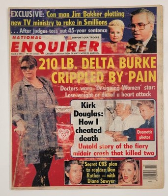 National Enquirer March 5, 1991 Jim Bakker Delta Burke Kirk Douglas Diane Sawyer