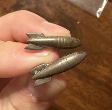 VINTAGE WWII Rocket Screwback Earrings Sterling Silver Set Of 2; See Pictures