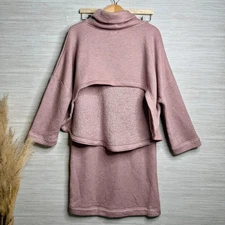 Free People set top and midi skirt co-ord matching set knit Small pull-on