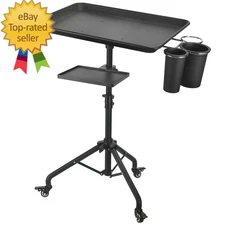 Salon Tray Cart on Wheels, Aluminum Tattoo Tray with Storage Platform, Adjustabl