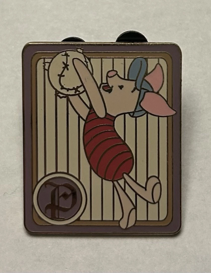 Disney World - 100 Acre Wood Baseball - Cast Lanyard - Piglet Catching Ball Pin