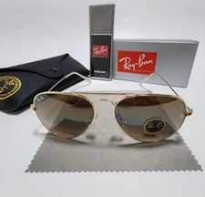 Ray-Ban RB3025 Aviator Sunglasses Gold Frame Gradient Brown Glass 58mm Lens New 
