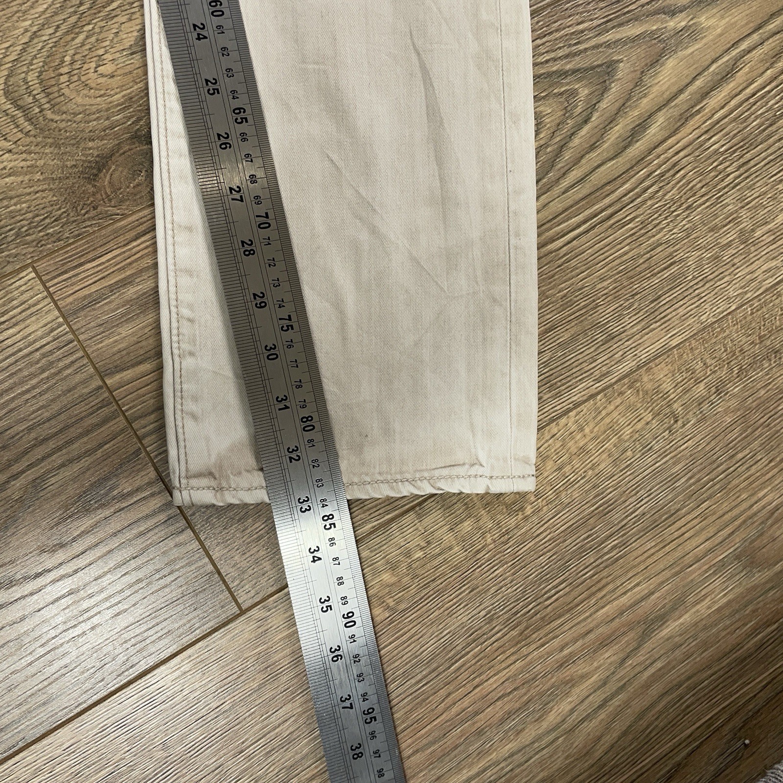 Levi's 501 Jeans Mens 30 Waist Straight 30W 34L Off White Denim Cotton Button thumbnail 7