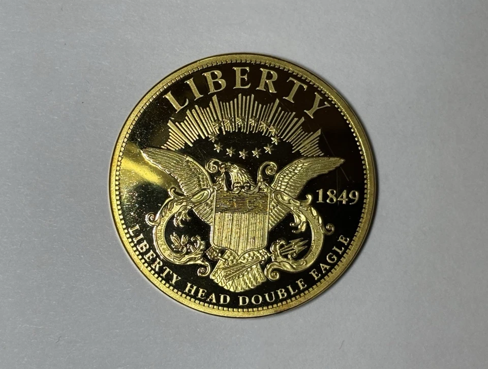 Historic Double Eagle Dollar Trials 1849 US 24k Gold-plated (Free Shipping) - Image 2 of 4