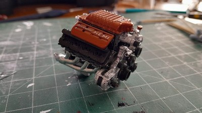 Hellcat Supercharged HEMI Crate Engine & Gearbox Diecast Scale Model im Maßstab 1:24