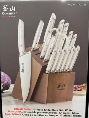 Cangshan Denali Series German Steel Forged 17-piece Knife Block Set White