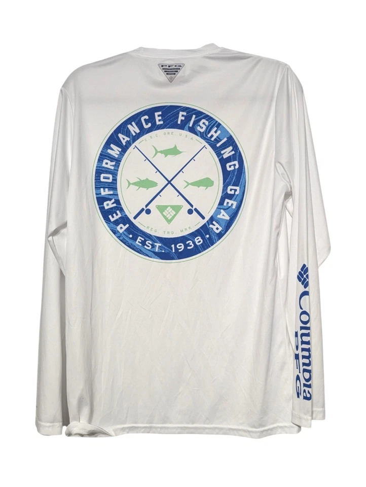 COLUMBIA PFG Mens Shirt Size S Long Sleeve Omni Shade Fishing UPF 50 White  - Image 4 of 4
