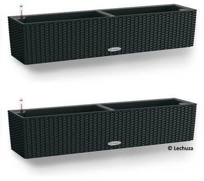 2er - Set LECHUZA  Blumenkasten BALCONERA Cottage 80 Graphitschwarz