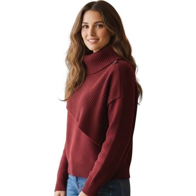 THAKOON Burgundy Chunky Scarf Turtleneck Long Sleeve Sweater Size XS