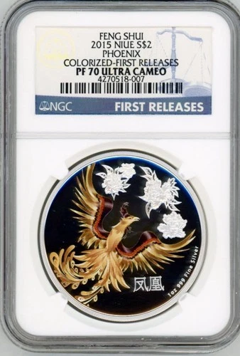 2015 Niue 1 oz Silver $2 Feng Shui Phoenix NGC 70 FR (w/Box & COA)