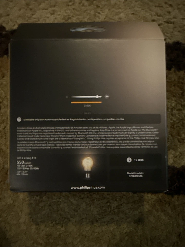 Phillips Hue 571075 Smart 40W Equivalent A19 Filament LED Bulb - 2 Pack - Image 4 of 4