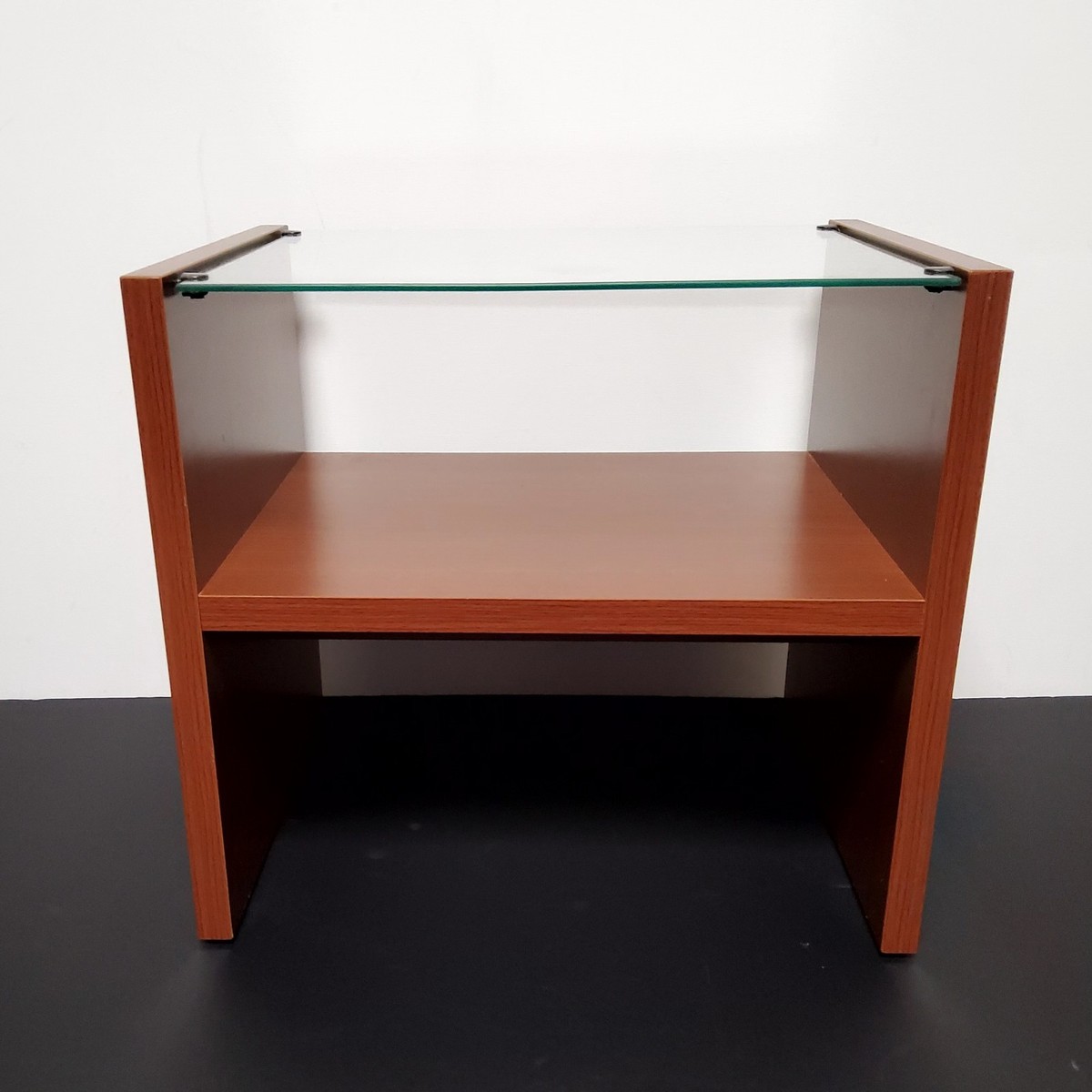 1990's ヴィンテージ　IKEA RAMBERG ガラス　サイドテーブル VTG IKEA 1990s Two Tiered Ramberg Plywood Bedside End Table With