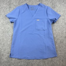 FIGS Women Scrub Top Small Blue Technical Collection Short Sleeve V Neck
