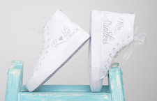 White High-Top Bridal Sneakers   Personalizaed Wedding Trainers For Bride Olivia