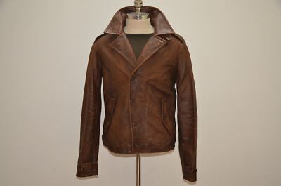 Polo Ralph Lauren M41 Distressed Brown Biker Leather Jacket