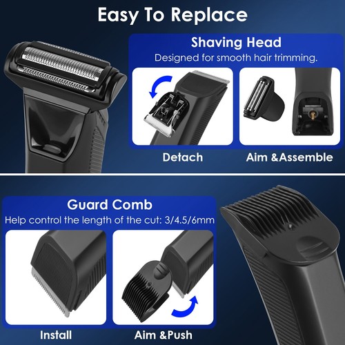 2 In 1 Electric Body Trimmer for Men Cordless Beard Groin Ball Waterproof Razor - Picture 5 of 17