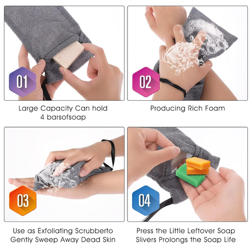 WLLHYF 2PCS Exfoliating Soap Bag Saver Mesh Bar Scented Soap Lather Pouch for Wo - Picture 5 of 12