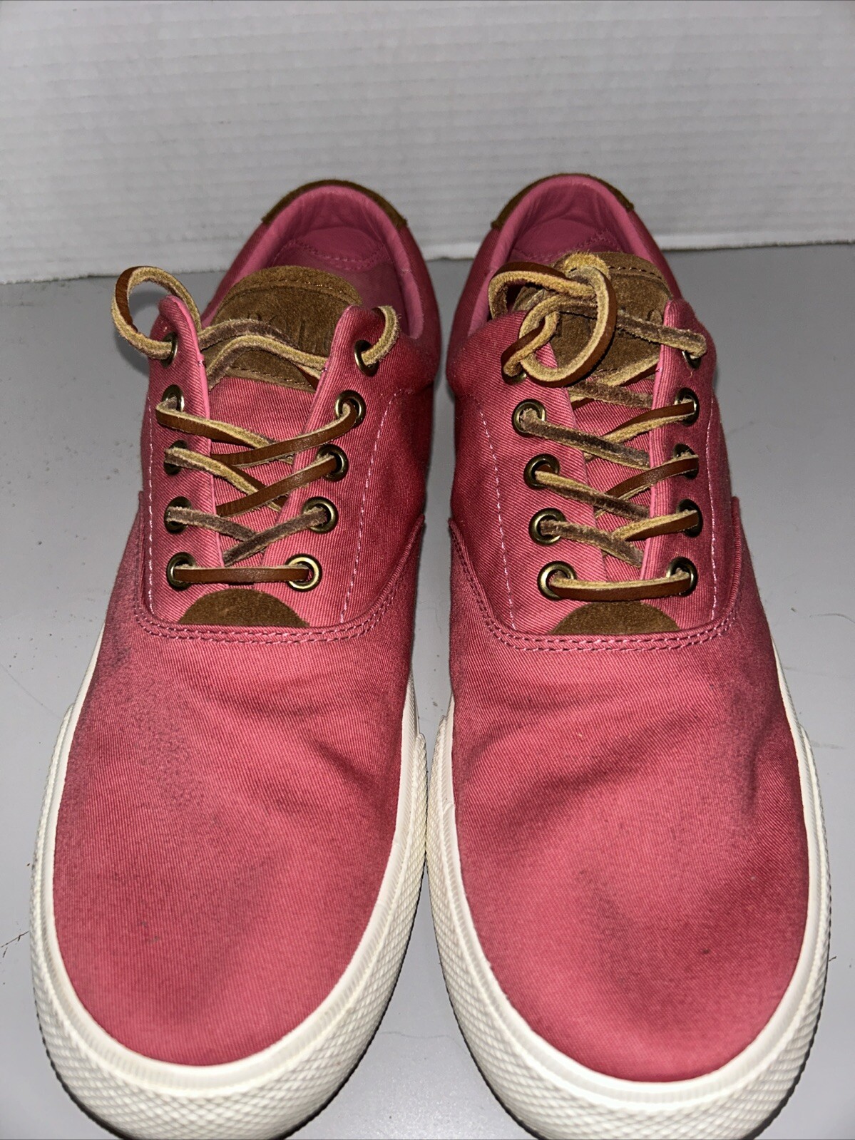 Scarpe da tennis Polo Ralph Lauren uomo 10 5 Vaughn corallo rosa marrone pony sneakers
