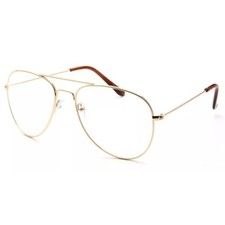 Aviator Glasses Gold Frame Clear Lens Fashion Eyeglasses Festival Party Hippie