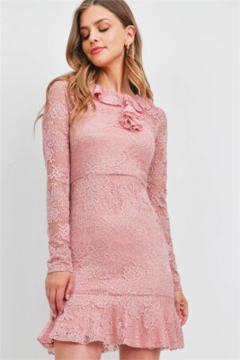 chinese dress ladies Faviana S10812 Long Pink Lace Prom Dress main image 0