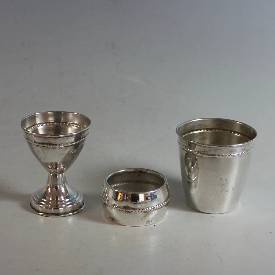 Antiguo juego de desayuno o niños de plata italiana 800 Foto 4 de 4