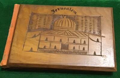 Altes Vintage kleines Buch Blumen aus dem Heiligen Land Jerusalem Olivenholz schön