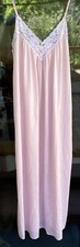 Vintage Val Mode Nightgown Medium Semi Sheer Light Pink Spaghetti Strap Maxi