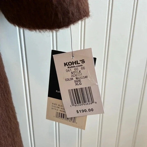 Nine West faux fir animal brown womens NWT XL belted coat - Image 4 of 4