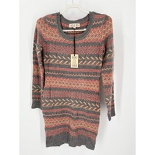 NWT Pink Rose Ladies Multi Pattern Knit Sweater Dress Size Medium