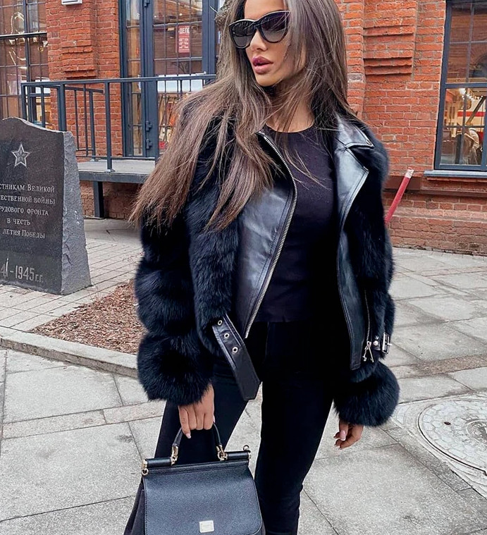 WOMENS GENUINE FOX FUR LEATHER JACKET FASHION COAT *SHORT VARIOUS COLORS image 4
