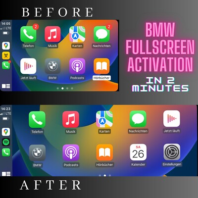 BMW Apple CarPlay Vollbild freischalten, Splittscreen zu Fullscreen