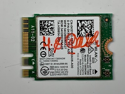 Intel Dual Band Wireless- AC7265 WiFi 7265NGW Bluetoth4.0 NGFF 0K57GX Karte