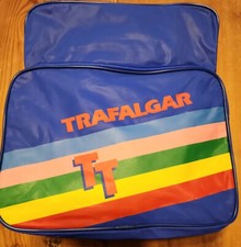 Vintage 80s Trafalgar Shoulder Bag Tote Blue TT Rainbow Travel School Casual