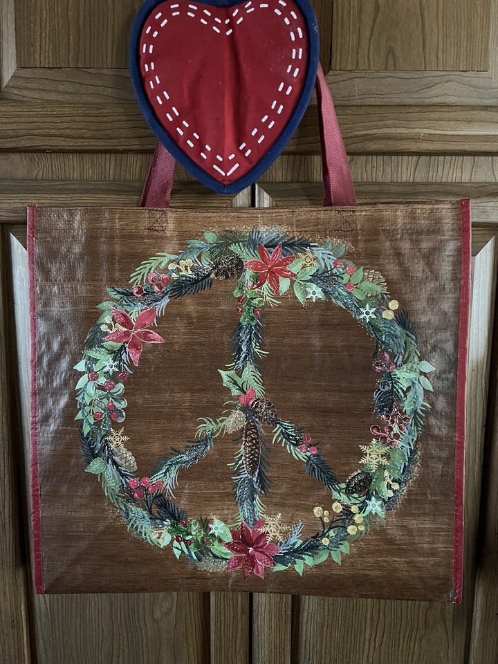 NEW HOMEGOODS Large Shopping Tote Bag PEACE ☮️ SIGN Reusable EcoFriendly eBay
