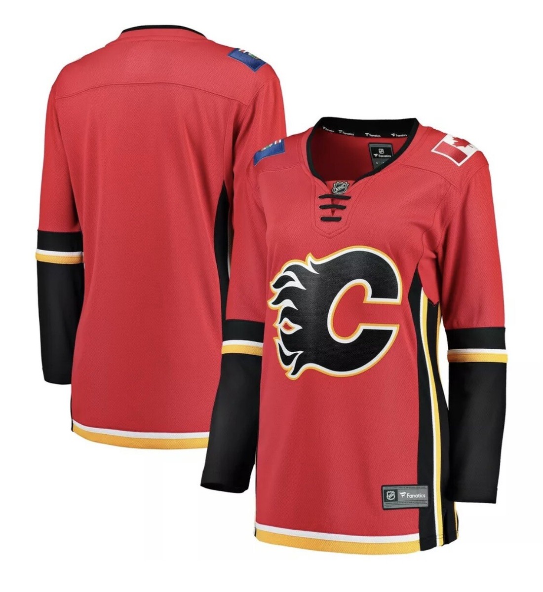 Fanatics Calgary flames NHL Hockey Red Jersey NWT size L Women's